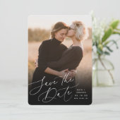 Windswept script | Verticale foto Save The Date (Staand voorkant)