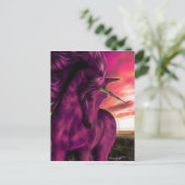 Windswept Unicorn in Amethyst Briefkaart (Staand voorkant)