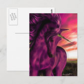 Windswept Unicorn in Amethyst Briefkaart (Voorkant / Achterkant)