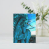 Windswept Unicorn in Azure Briefkaart (Staand voorkant)