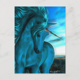 Windswept Unicorn in Azure Briefkaart