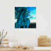 Windswept Unicorn in Azure Poster (Keuken)