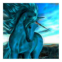 Windswept Unicorn in Azure