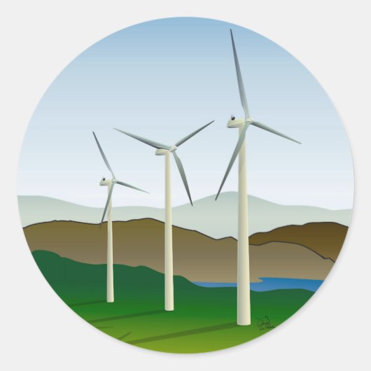Windturbine bij Lake Ronde Sticker (Voorkant)