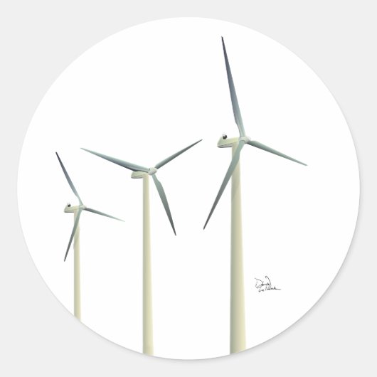 Windturbine Classic Round Sticker (Voorkant)