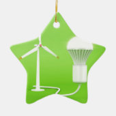 Windturbine en gloeilamp keramisch ornament (Voorkant)
