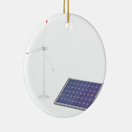 Windturbine en zonnepanelen keramisch ornament (Rechts)