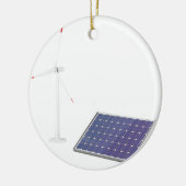 Windturbine en zonnepanelen keramisch ornament (Links)