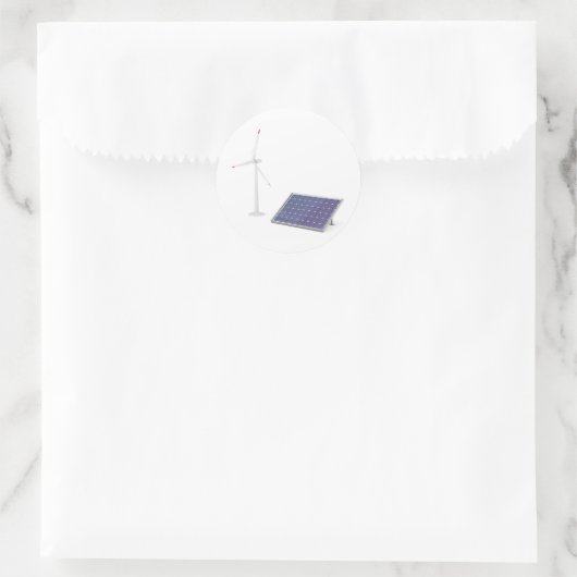 Windturbine en zonnepanelen ronde sticker (Tas)