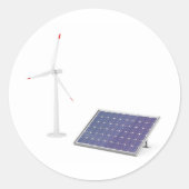 Windturbine en zonnepanelen ronde sticker (Voorkant)