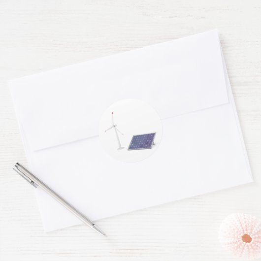 Windturbine en zonnepanelen ronde sticker (Envelop)