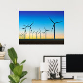 Windturbine Field Sunset Poster (Thuiskantoor)