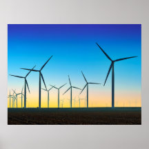 Windturbine Field Sunset Poster