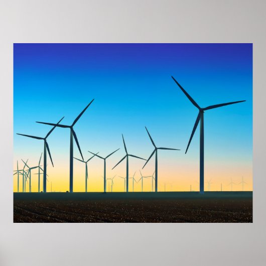 Windturbine Field Sunset Poster (Voorkant)