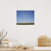 Windturbine in een plattelands-Oklahoma-veldenkleu Poster (Keuken)