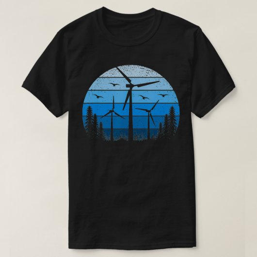 Windturbine Retro Green Renewable Energy Windmill T-shirt (Design voorkant)