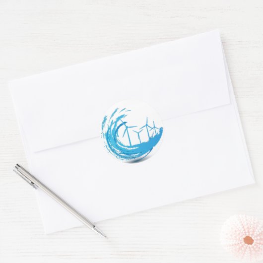 Windturbines Blauwe Zwirl Ronde Sticker (Envelop)