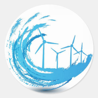 Windturbines Blauwe Zwirl Ronde Sticker