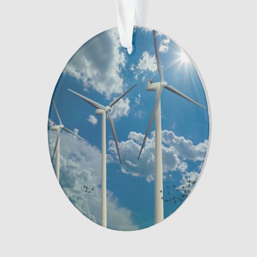 Windturbines Blue Sky Clouds Ornament (voorkant)