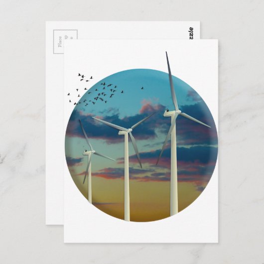 Windturbines Gedekte hemel Briefkaart (Voorkant / Achterkant)