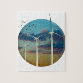 Windturbines Gedekte hemel Legpuzzel