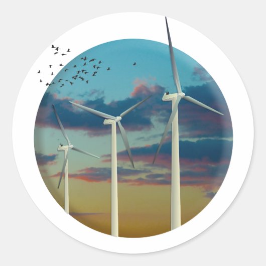 Windturbines Gedekte hemel Ronde Sticker (Voorkant)
