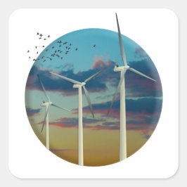 Windturbines Gedekte hemel Vierkante Sticker