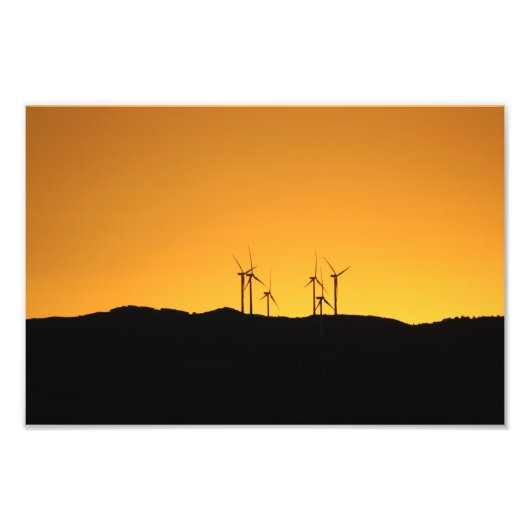 Windturbines op zonsondergang foto afdruk (Voorkant)