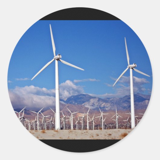Windturbines Ronde Sticker (Voorkant)