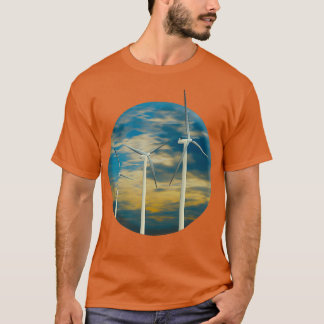 Windturbines verbrand Oranje hemel T-shirt