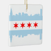 Windy City Skyline Chicago Flag Keramisch Ornament (Rechts)