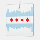 Windy City Skyline Chicago Flag Keramisch Ornament (Links)
