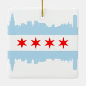 Windy City Skyline Chicago Flag Keramisch Ornament (Achterkant)
