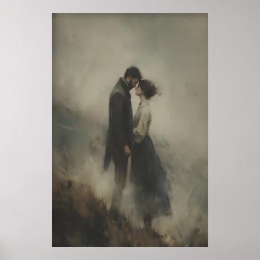 Windy Cliff Lovers Wuthering Heights Schilderij Poster (Voorkant)
