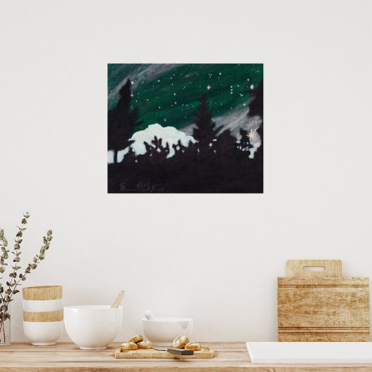 Windy Evergreen Night: Afdrukken Poster (Keuken)