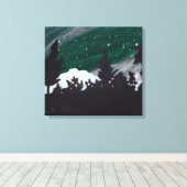 Windy Evergreen Night: Canvas Afdrukken Uncropped (Insitu (Houten vloer))
