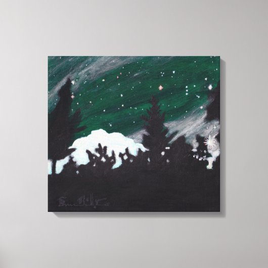 Windy Evergreen Night: Canvas Afdrukken Uncropped (Voorkant)