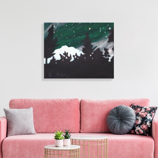 Windy Evergreen Night: Canvas Standaard Grootte (Insitu (Woonkamer))