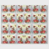 Windy Kerstdag Meisjes Rode Jurk en Paraplu Cadeaupapier (Vlak)