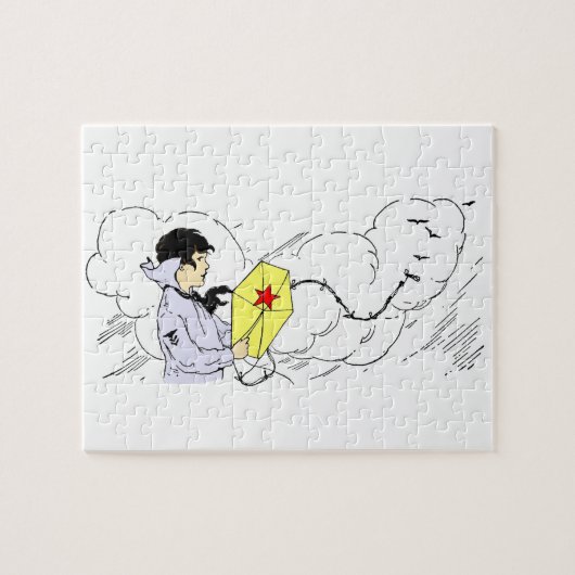 Windy Kite Flying Day Puzle Legpuzzel (Horizontaal)