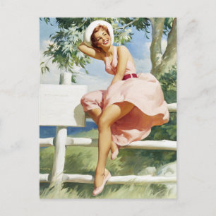 Windy on Fence Pin Up Briefkaart