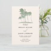 Windy Palm Trees, Sage Green Destination Wedding Kaart (Staand voorkant)