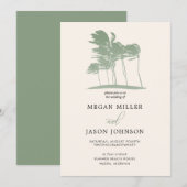 Windy Palm Trees, Sage Green Destination Wedding Kaart (Voorkant / Achterkant)