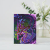 Windy Saturn Psychedelic Briefkaart (Staand voorkant)