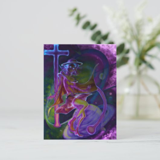 Windy Saturn Psychedelic Briefkaart (Staand voorkant)