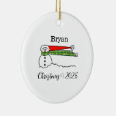 Windy Snowman gepersonaliseerd Ornament (Rechts)