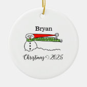 Windy Snowman gepersonaliseerd Ornament (Voorkant)