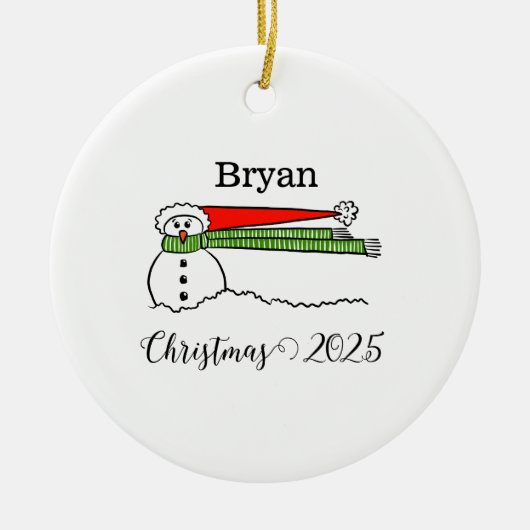 Windy Snowman gepersonaliseerd Ornament (Voorkant)