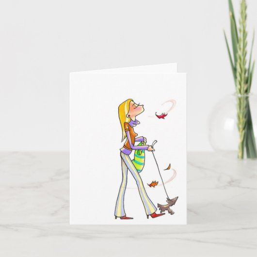 Windy Walking Women Notecard Kaart (Voorkant)