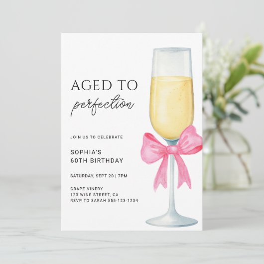 Wine Aged To Perfection 60th Birthday Party Kaart (Staand voorkant)